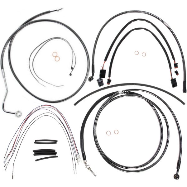ケーブルキット 黒 14年以降 FLHTCU、FLHX ABS付 ロワーホース無し 12-14インチ用