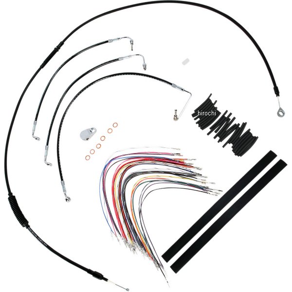 ケーブル キット 黒 08年-13年 FLHT、FLHX 13インチ エイプバー用