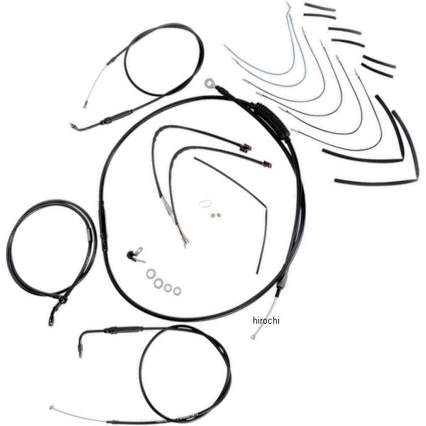 ケーブル キット 黒 11年-14年 FLSTC、FLSTF、FLSTN 14インチ エイプバー用