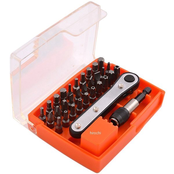 ラチェットハンドル付ビットセット 1/4インチ角のビット30種