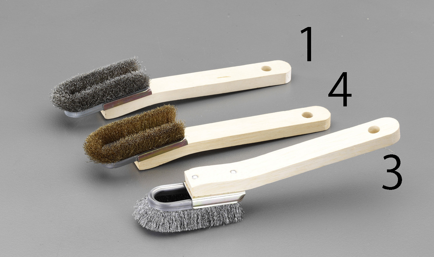 225mm 柄付ブラシ(ステンレス製/2行 曲)