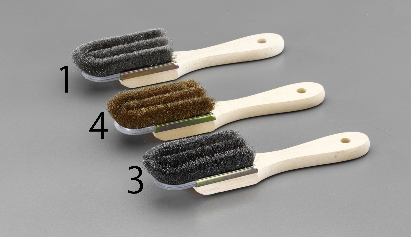 225mm 柄付ブラシ(ステンレス製/3行 直)