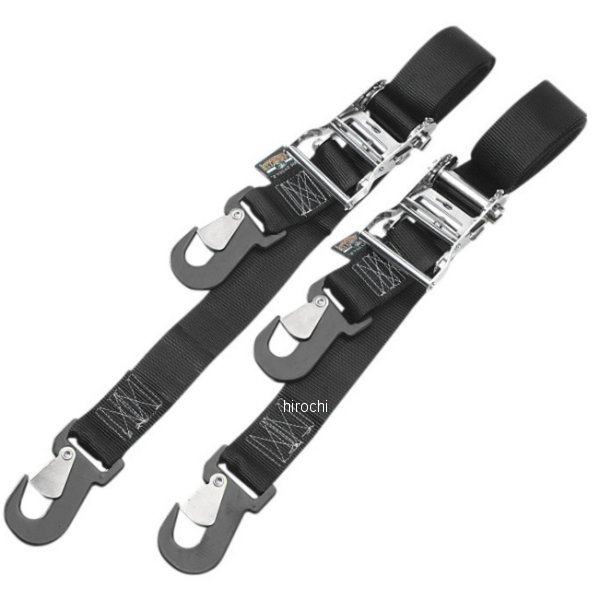 幅2インチ(51mm) ラチェット タイダウンキット 6.5フィート(1.98m) 黒 (左右ペア)