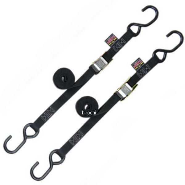 幅1インチ(25mm) タイダウン 5.5フィート(1.7m) 黒 (左右ペア)