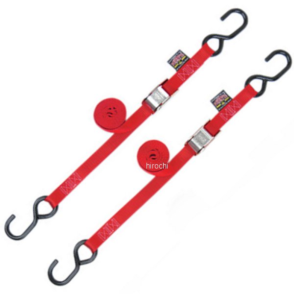 幅1インチ(25mm) タイダウン 5.5フィート(1.7m) 赤 (左右ペア)