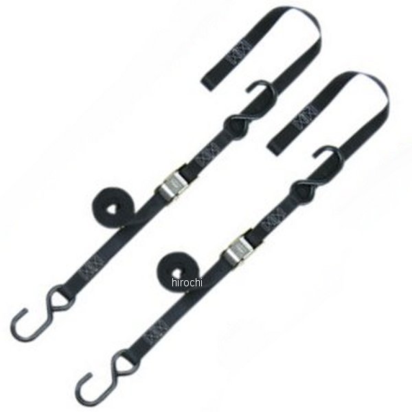 幅1インチ(25mm) ソフト-タイ タイダウン 5.5フィート(1.7m) 黒/黒 (左右ペア)