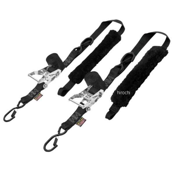 幅1.5インチ(38mm) ラチェット タイダウンキット 6.5フィート(1.98m) 黒 (左右ペア)