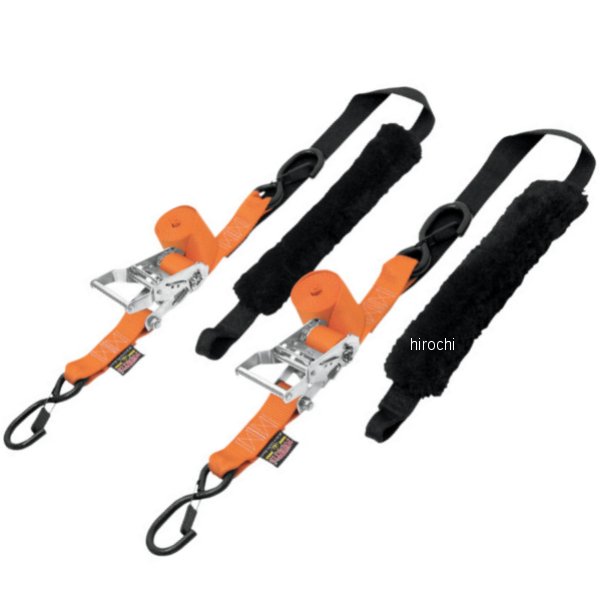 幅1.5インチ(38mm) ラチェット タイダウンキット 6.5フィート(1.98m) オレンジ (左右ペア)