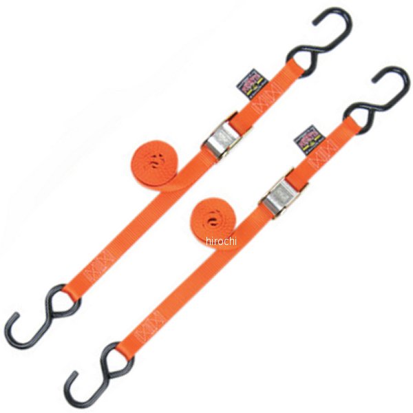 幅1インチ(25mm) タイダウン 5.5フィート(1.7m) オレンジ (左右ペア)