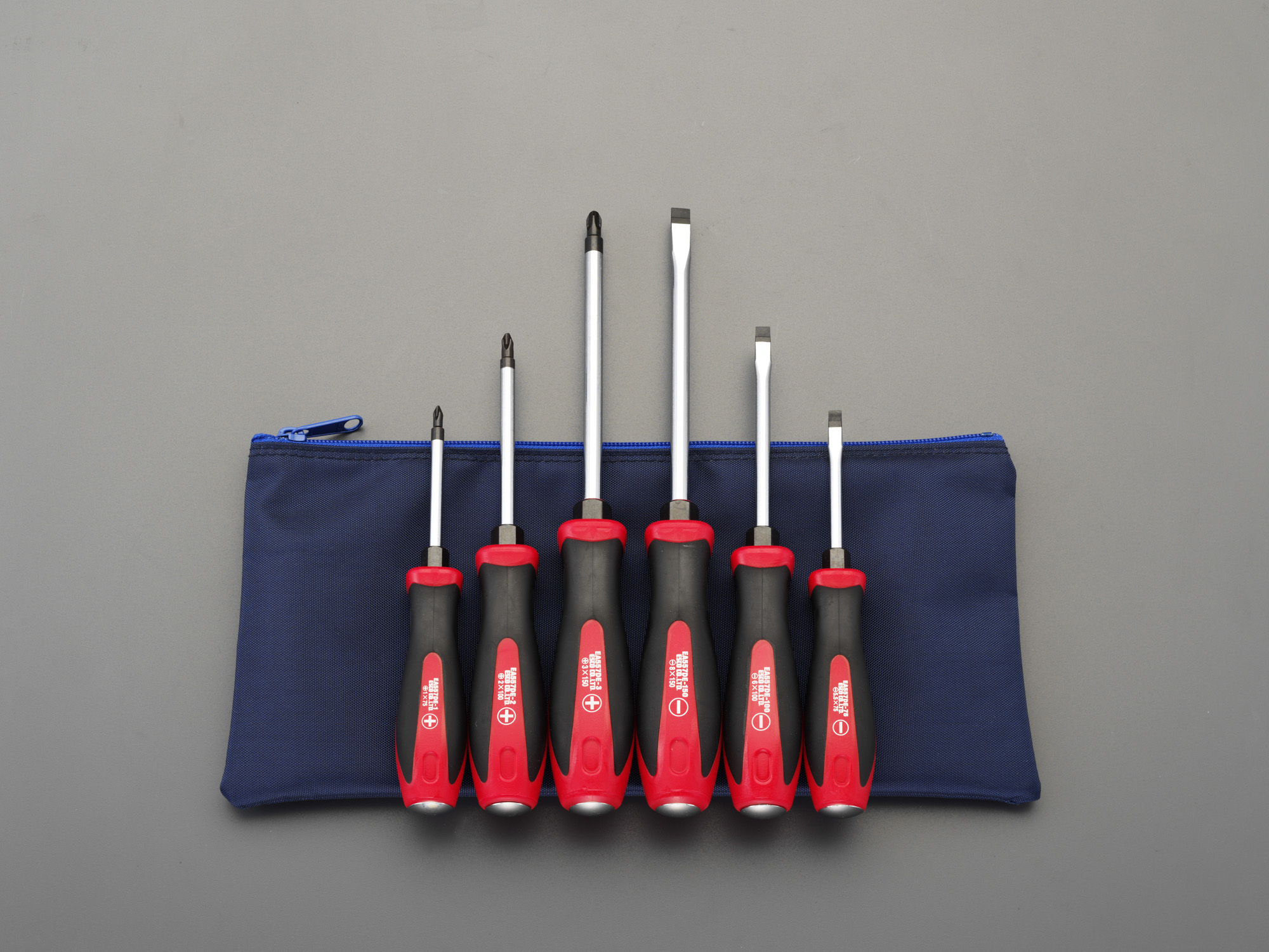 EA557DE600  6本組 ドライバー 貫通柄 手元六角/ケース付