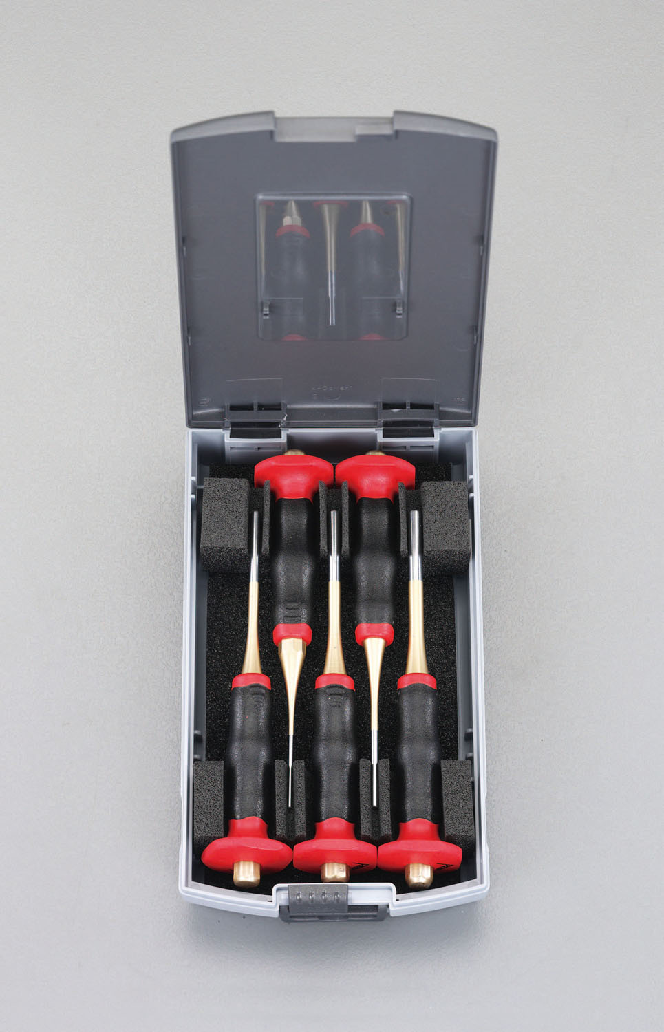 2-6mm 5本組平行ピンポンチ(グリップ付)