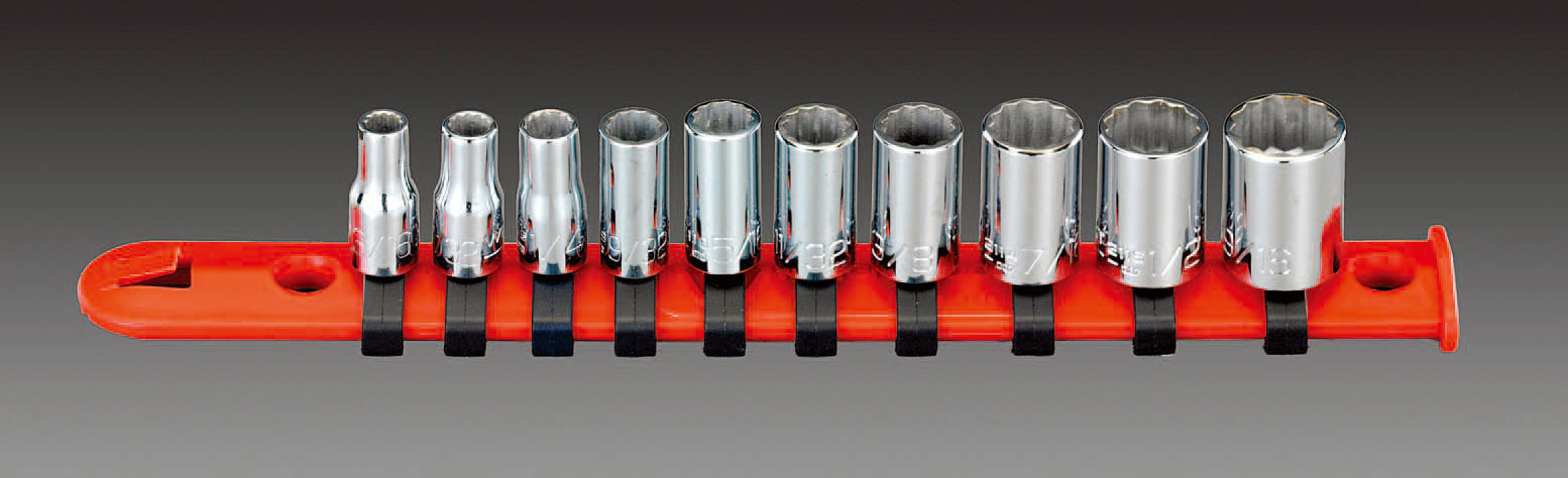 1/4"sq/10個組 ソケット(ホルダー付 インチサイズ)