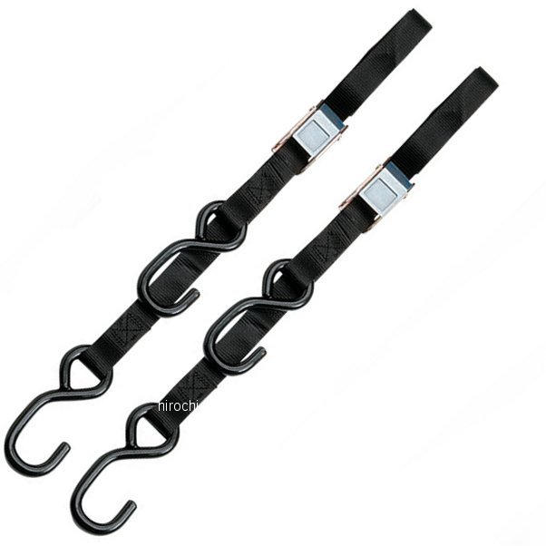 幅1.5インチ(38mm) カムバックル タイダウン 6フィート(1.8m) 黒 (左右ペア)