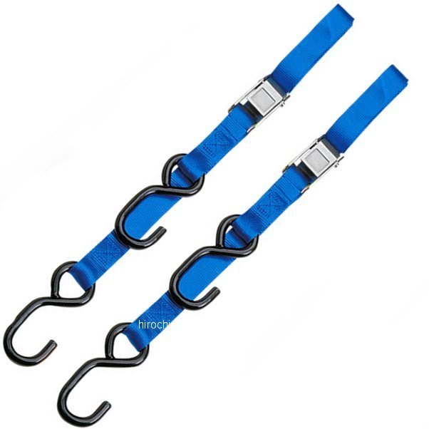 幅1.5インチ(38mm) カムバックル タイダウン 6フィート(1.8m) 青 (左右ペア)