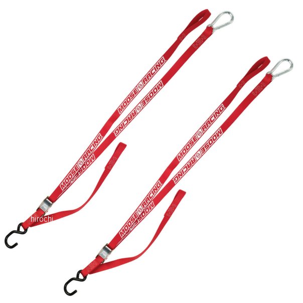 幅1インチ(25mm) カラビナ タイダウン 7フィート(2.1m) 赤 (左右ペア)