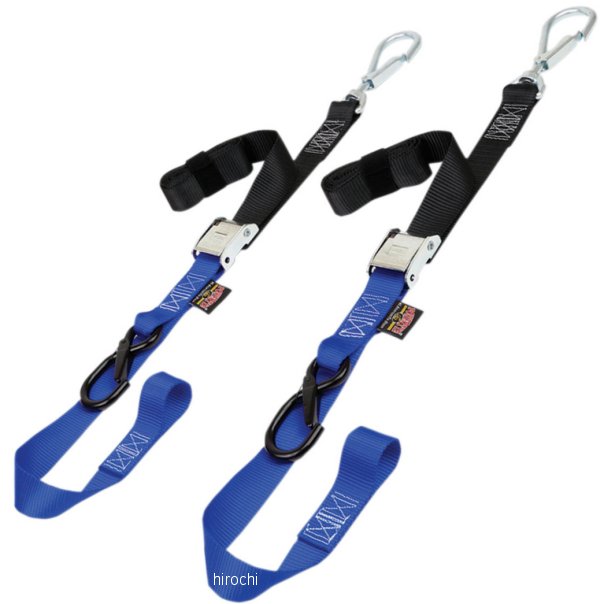 幅1.5インチ(38mm) カムバックル タイダウン 6フィート(1.8m) 黒/青 (左右ペア)