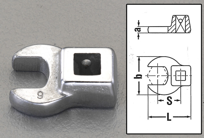 1/4"sqx 9mm CROW-FOOT スパナ