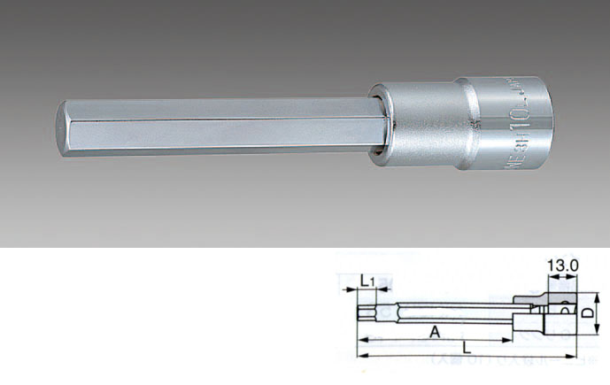 3/8"sqx 8mm ロングヘックスビットソケット