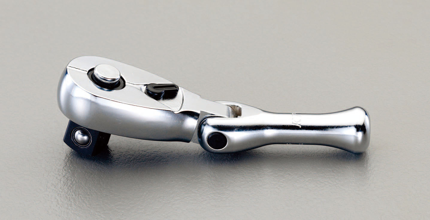 3/8"sqx80mm ショートラチェットハンドル(首振りタイプ)