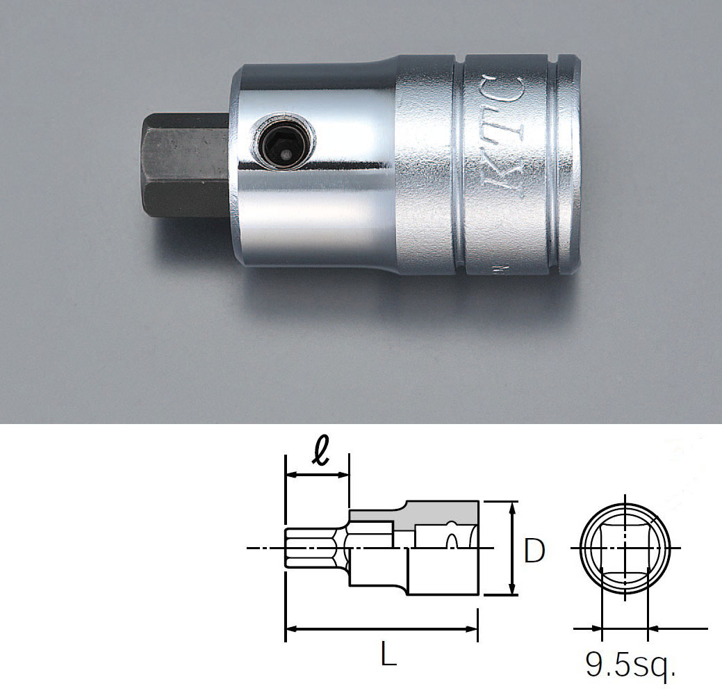 3/8"sqx 3mm スタビーヘックスビットソケット