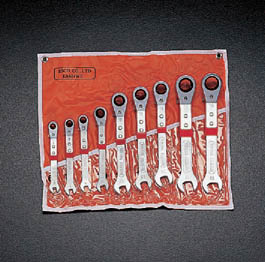 9本組 片目片口スパナ(ラチェット式)