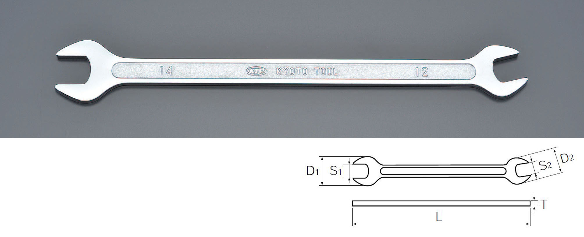 12x14x215mm/4.0mm 両口スパナ(薄型)