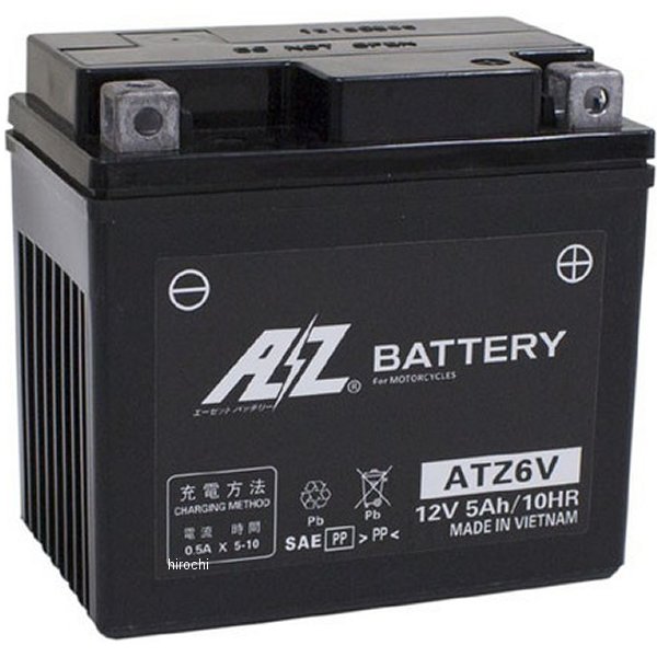 ATZ6V AZ エーゼット 液入り充済 バッテリー二輪 ダンク、ZOOMER-X、CBR125R