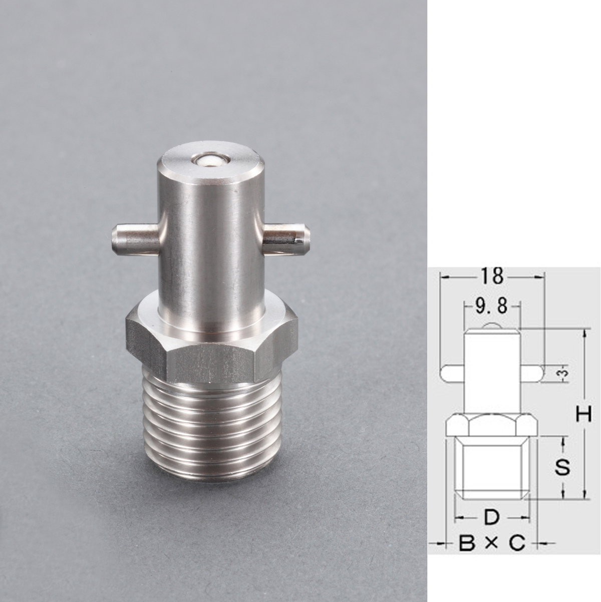 R 1/4" グリースニップル ピンタイプ/ステンレス製