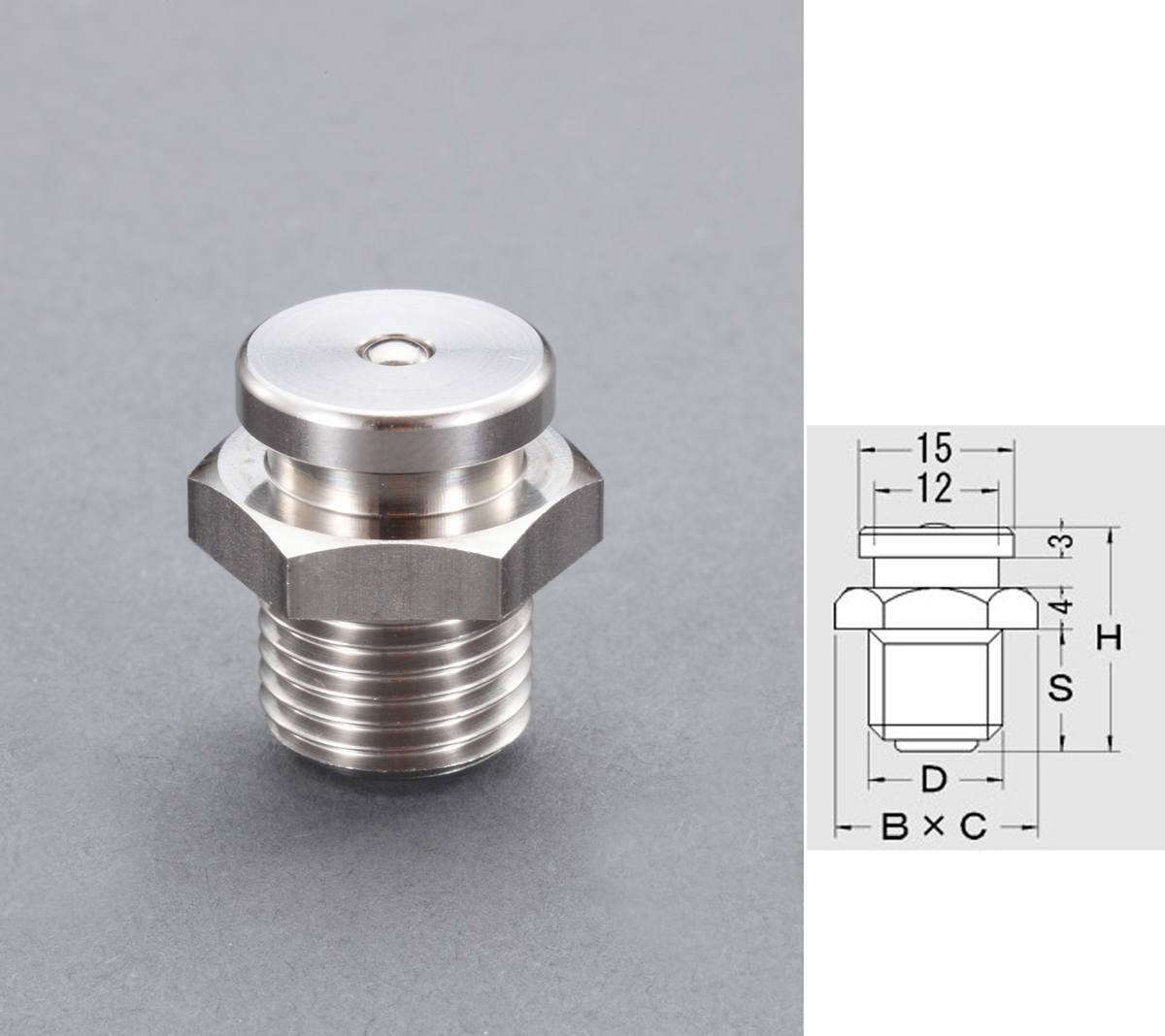 G1/4" グリースニップル ボタンヘッド/ステンレス製