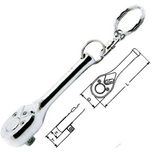 1/4インチsq ショートラチェットハンドルキーリング付き全長 75mm