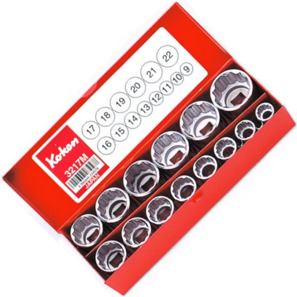 3/8インチsq 12角ソケットセット 14ヶ組 ミリタイプ