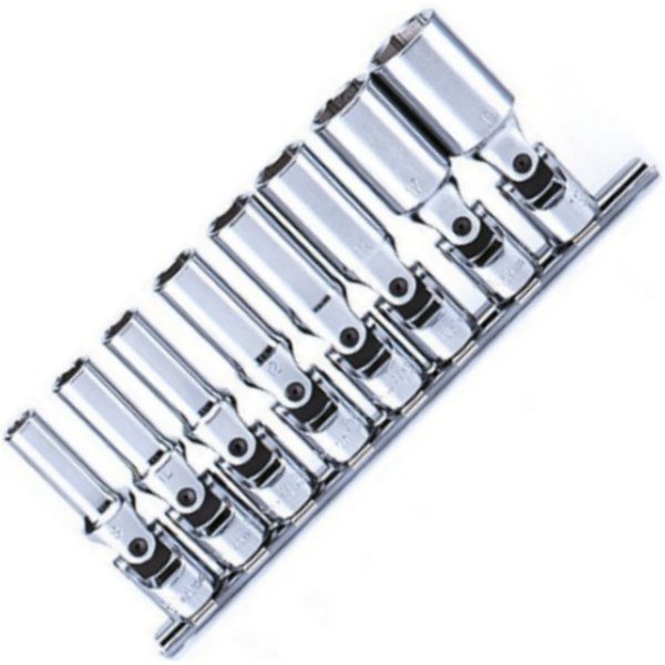 3/8インチsq 6角ユニバーサルディープソケットレールセット 8ヶ組 ミリサイズ