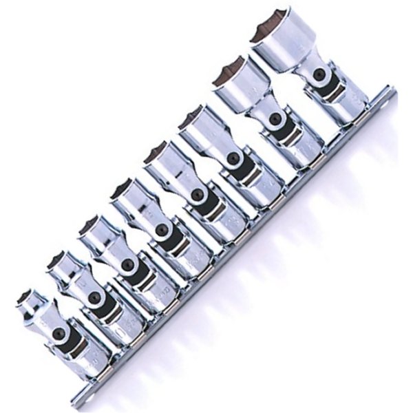 3/8インチsq 6角ユニバーサルソケットレールセット 8ヶ組 ミリタイプ