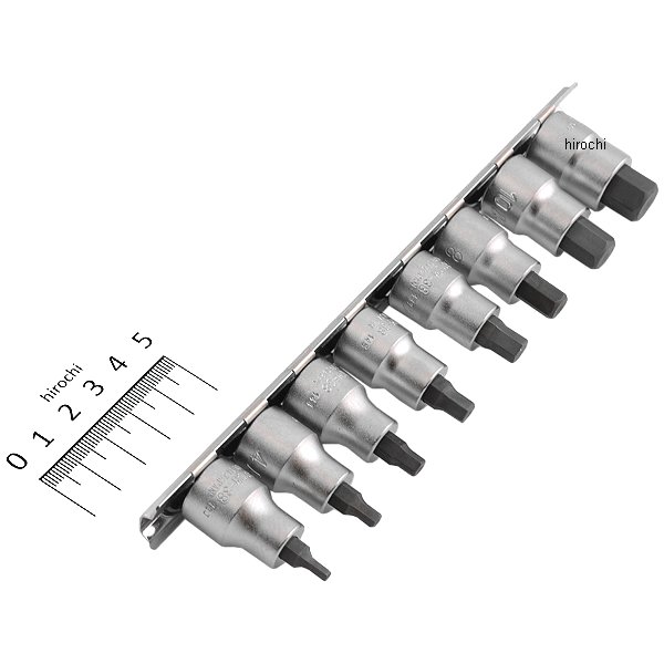 3/8インチsq ヘックスビットソケットレールセット 全長38mm 8ヶ組 ミリサイズ