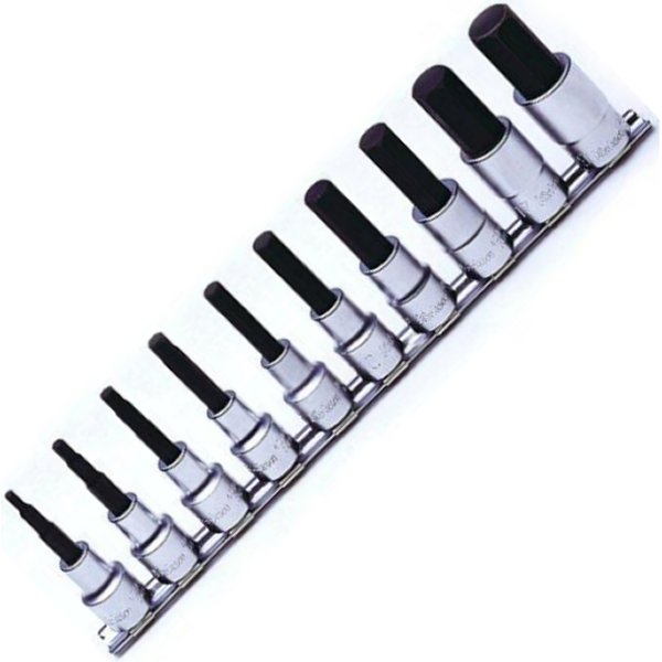 1/2インチsq ヘックスビットソケットレールセット 全長50mm 10ヶ組 ミリサイズ