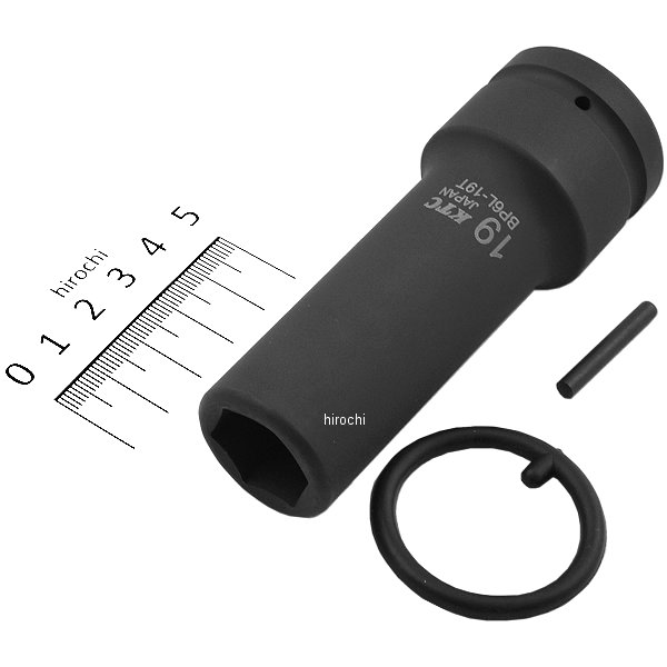 19.0sq インパクトレンチ用ソケット(ディープ薄肉)ピン・リング付 19mm