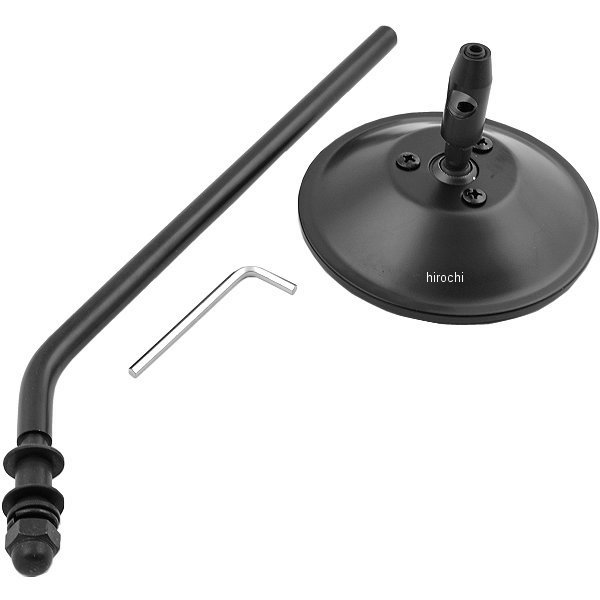 ミラー 4インチ ラウンド ロングシャフト左右共通 黒 (1個売り)