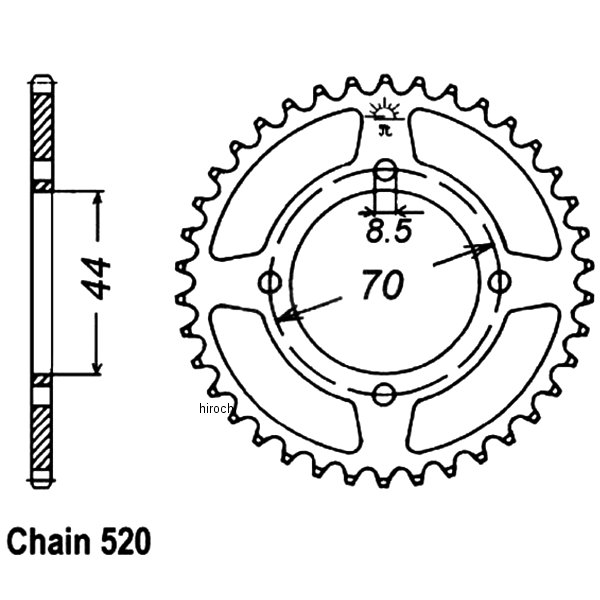 スプロケット リア 22T/520 03年-06年 KFX80 スチール