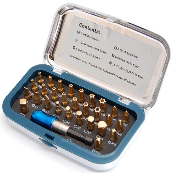 30PC 1/4インチ チタンコーティングビットセット