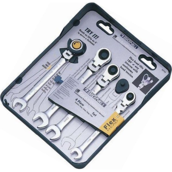 4PC スイベルギアレンチセット(mm)