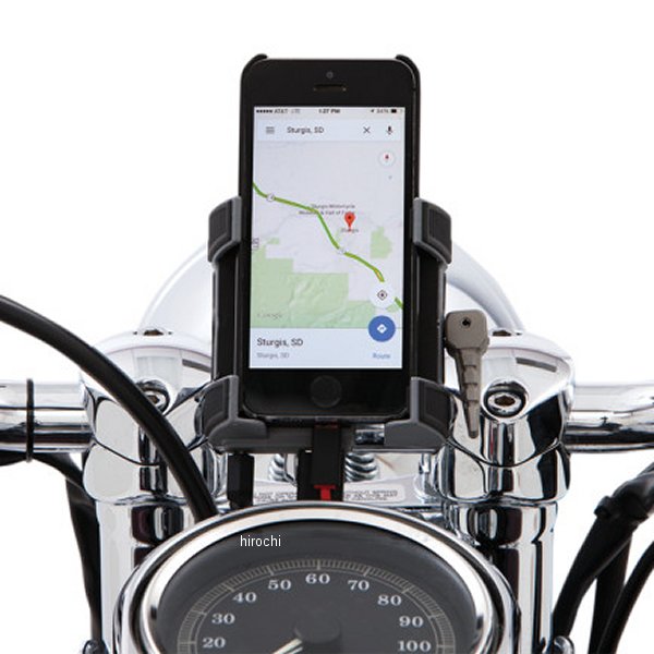 スマートフォンホルダー ハンドルバー取付 1インチバー 充電機能付 クローム