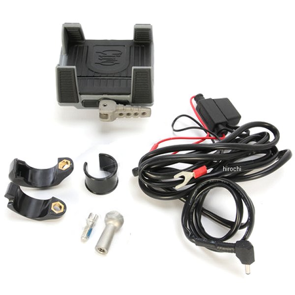 スマートフォンホルダー ハンドルバー取付 1インチバー 充電機能付 黒