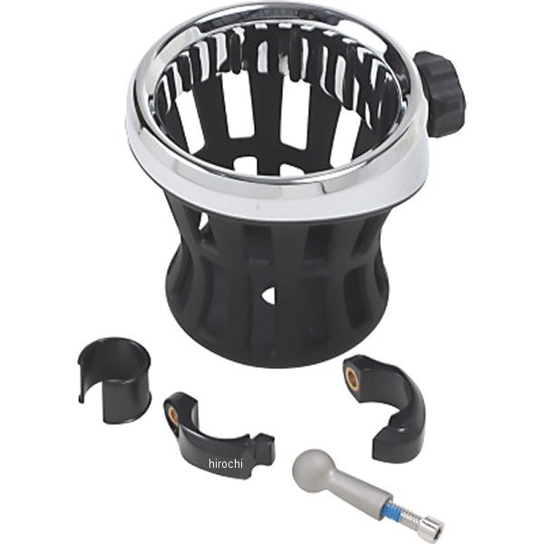 ドリンクホルダー 22mm-25mm ハンドルバー取り付け 黒/クローム