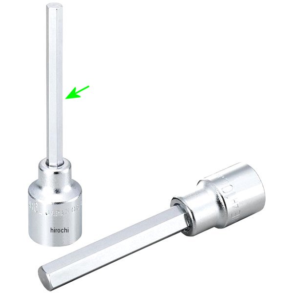 ロングヘキサゴンソケット 対辺 6mm 長さ 100mm 差込角 12.7mm (1/2インチ)