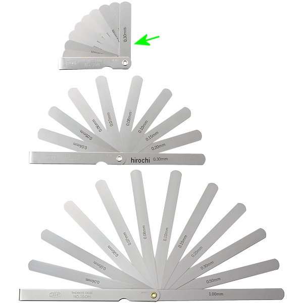 シクネスゲージ(9枚組) 0.04 0.05 0.06 0.07 0.08 0.1 0.15 0.2 0.3 長さ 61mm