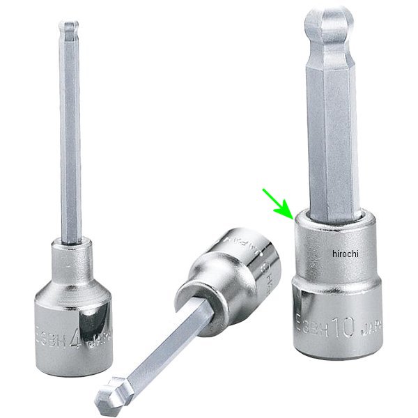 ボールポイントヘキサゴンソケット 対辺 10mm 長さ 75mm 差込角 9.5mm (3/8インチ)