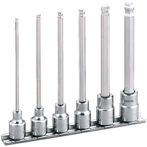 ロングボールポイントヘキサゴンソケットセット(ホルダー付) 差込角 9.5mm (3/8インチ)