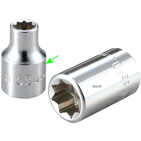 ソケット(8角) 対辺 5.5mm 長さ 27mm 差込角 9.5mm (3/8インチ)