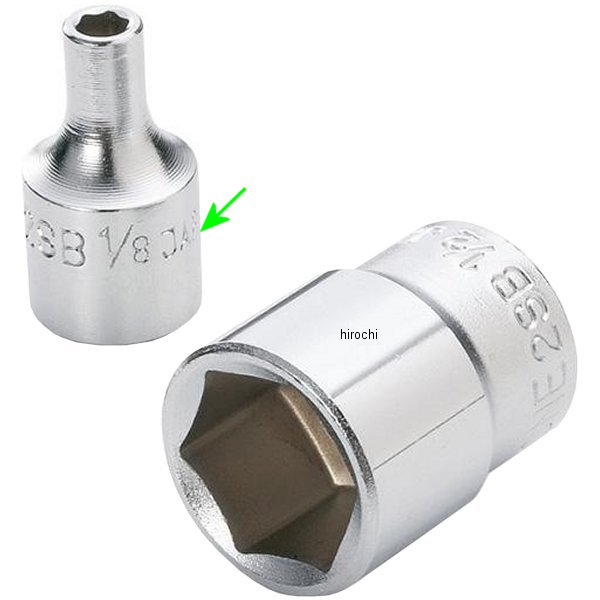 ソケット(6角) インチ 対辺 1/8インチ 長さ 22mm 差込角 6.35mm (1/4インチ)