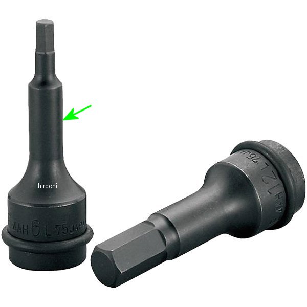 インパクト用 セミロングヘキサゴンソケット 対辺 6mm 長さ 75mm 差込角 12.7mm (1/2インチ)